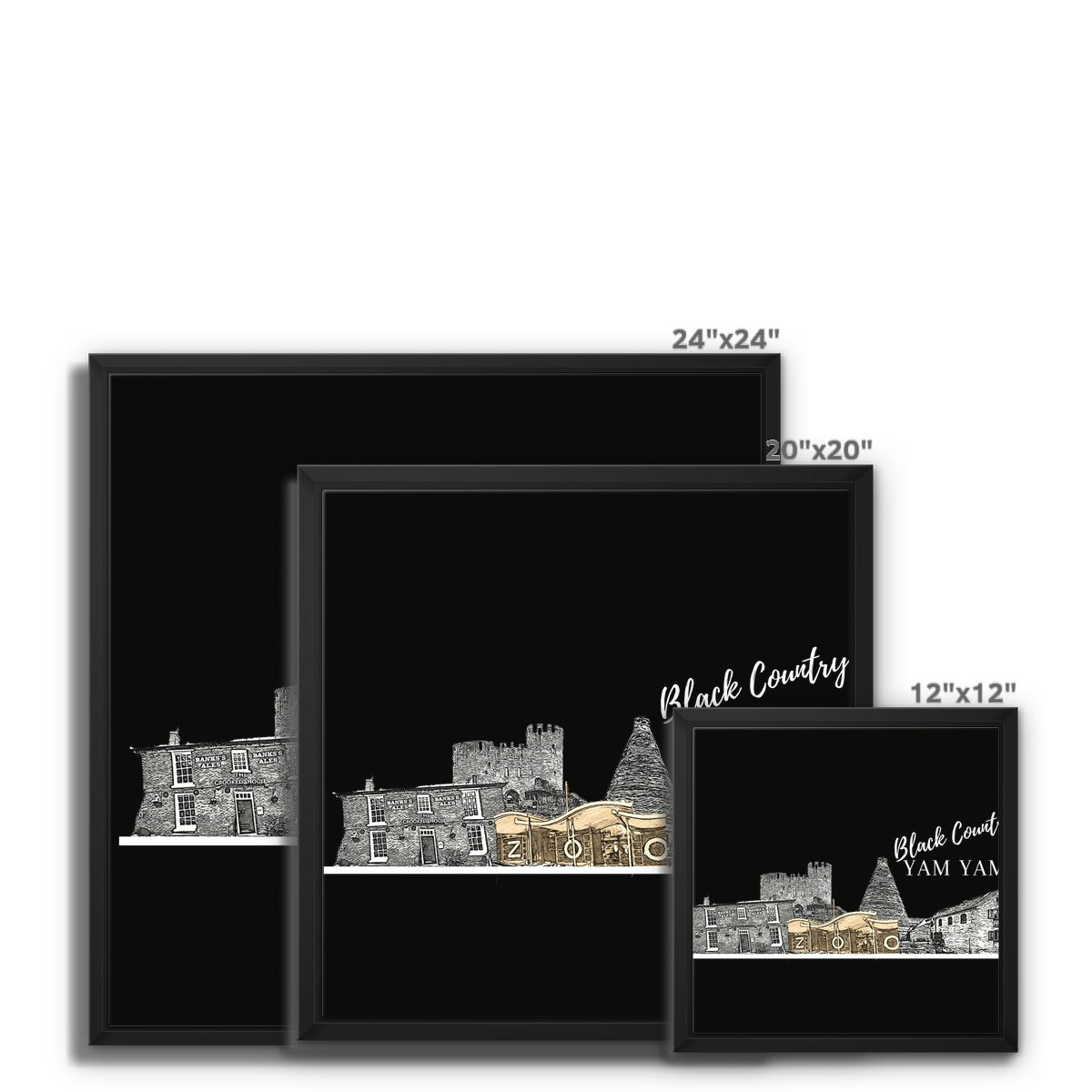 Black Country Yam Yam Coal Black Framed Canvas