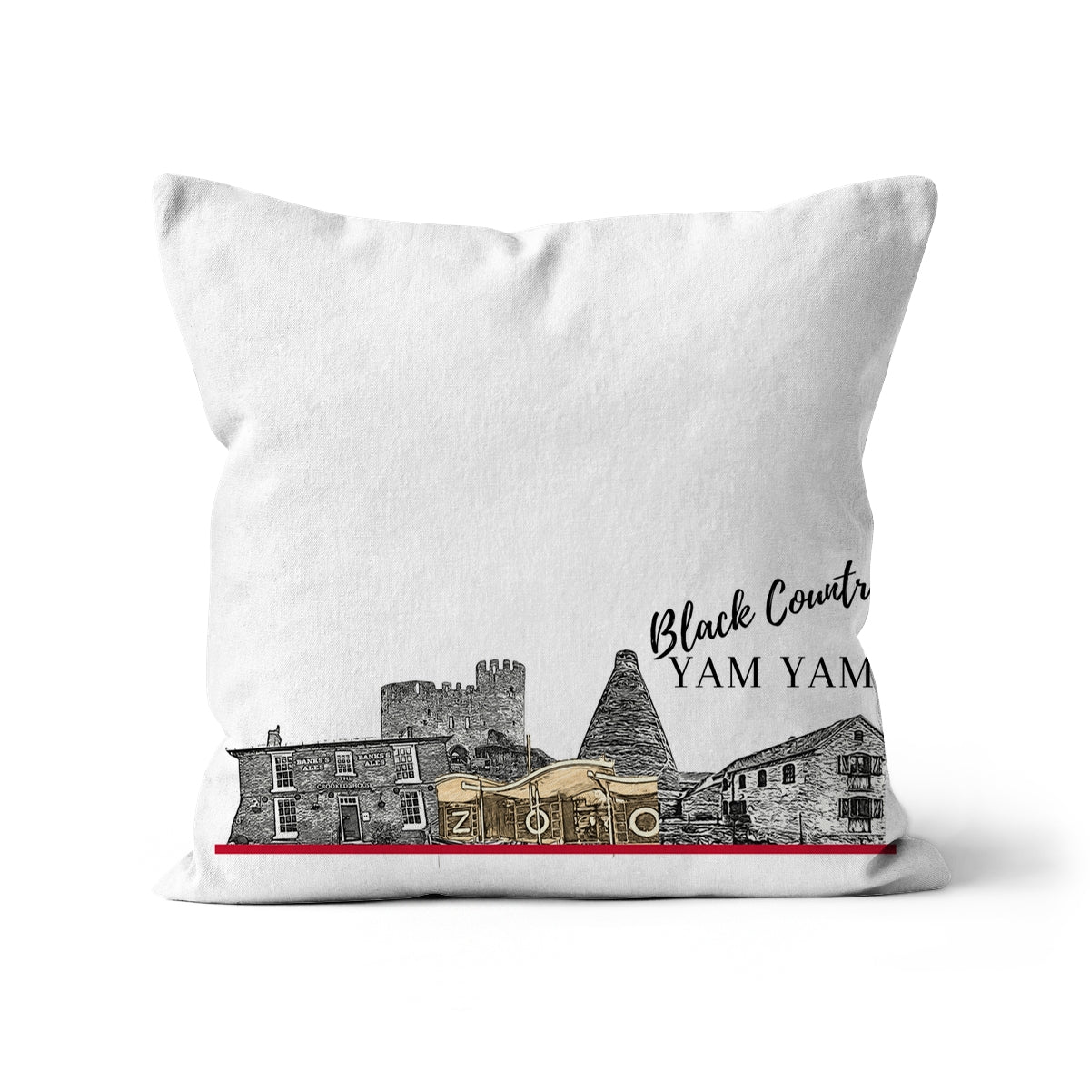 Black Country Yam Yam Cushion in White
