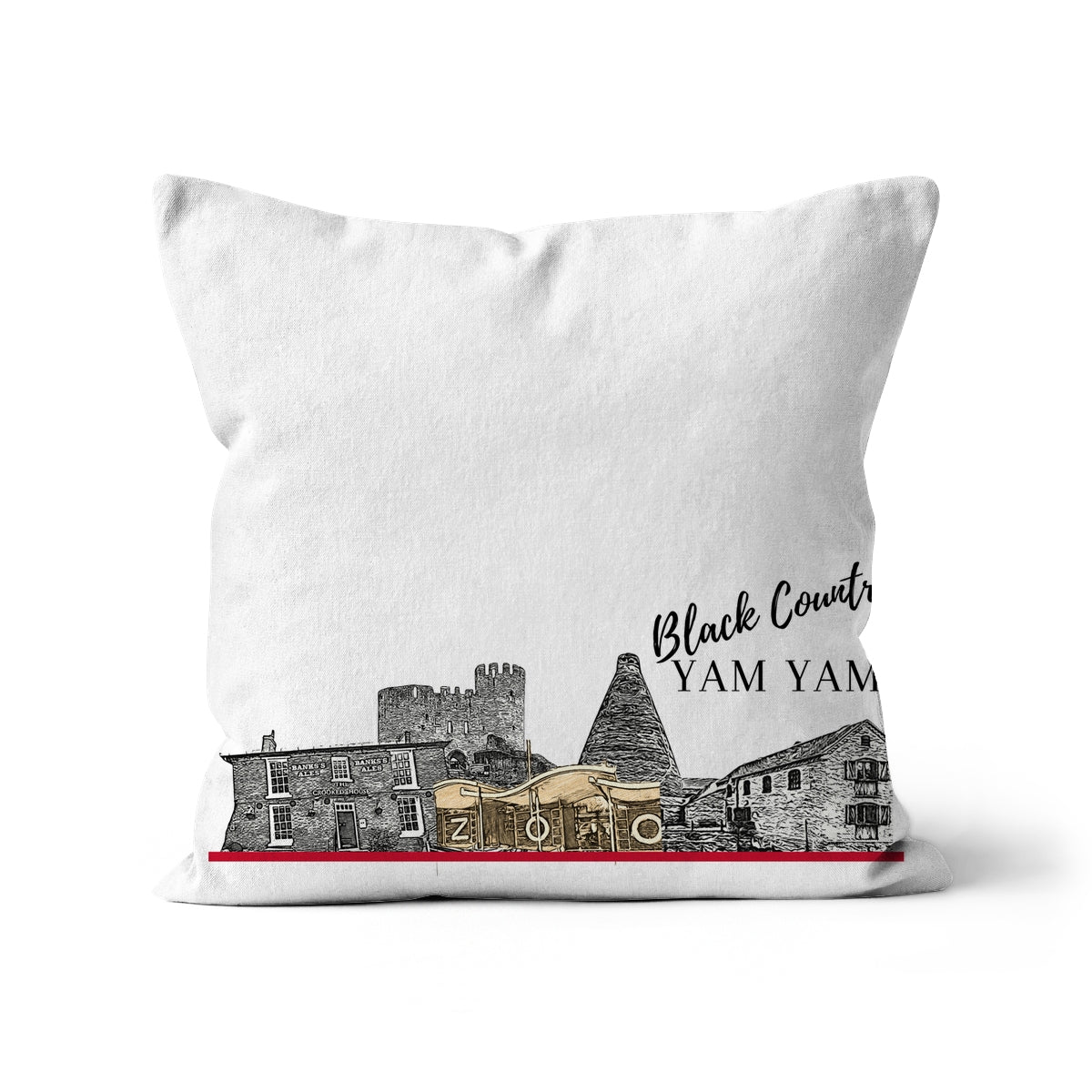 Black Country Yam Yam Cushion in White