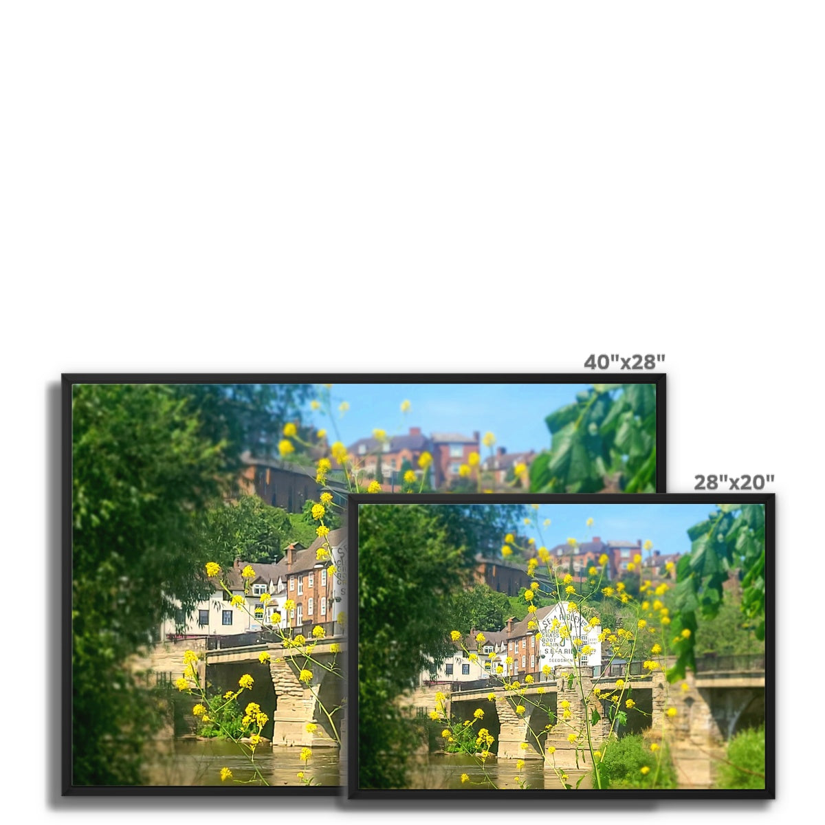 Bridgnorth from Severn Bridge Framed Canvas - Born, Bred & Buttered