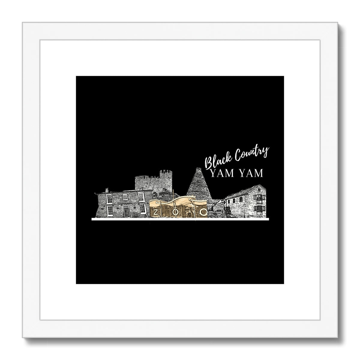 Black Country Yam Yam Coal Black Framed & Mounted Print