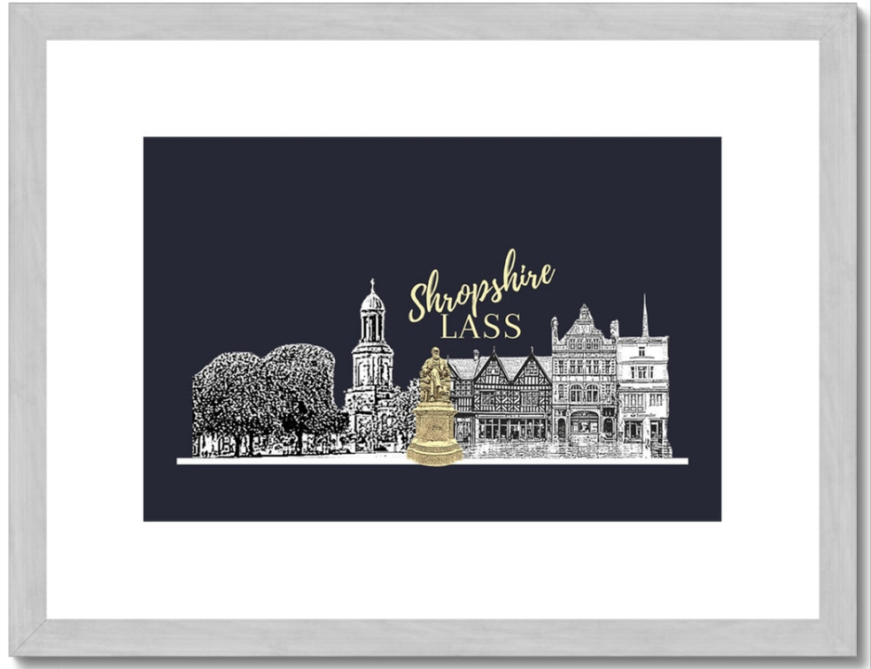 Shropshire Lass Evening Blue Antique Framed & Mounted Print