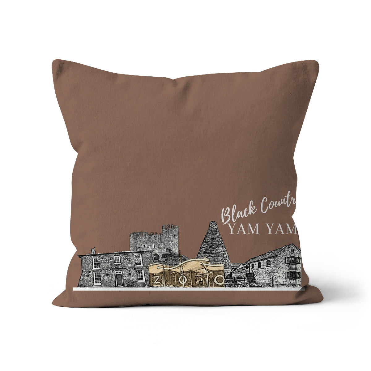 Black Country Yam Yam Cushion in Earth Brown