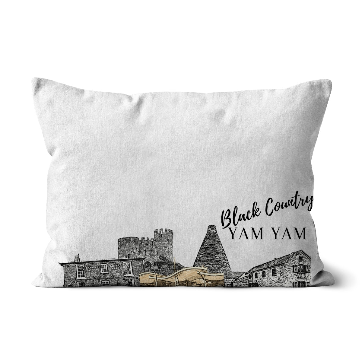 Black Country Yam Yam Cushion in White