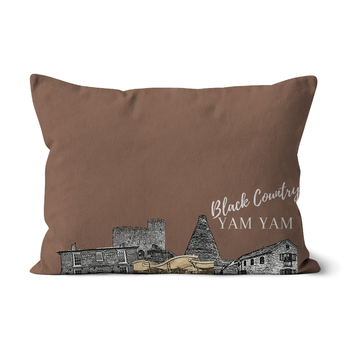 Black Country Yam Yam Cushion in Earth Brown