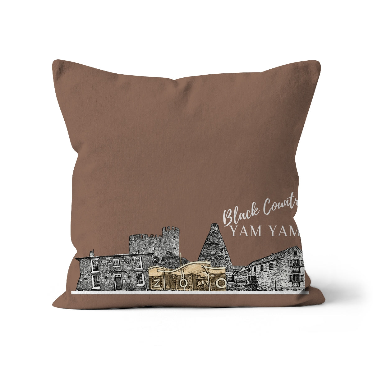 Black Country Yam Yam Cushion in Earth Brown