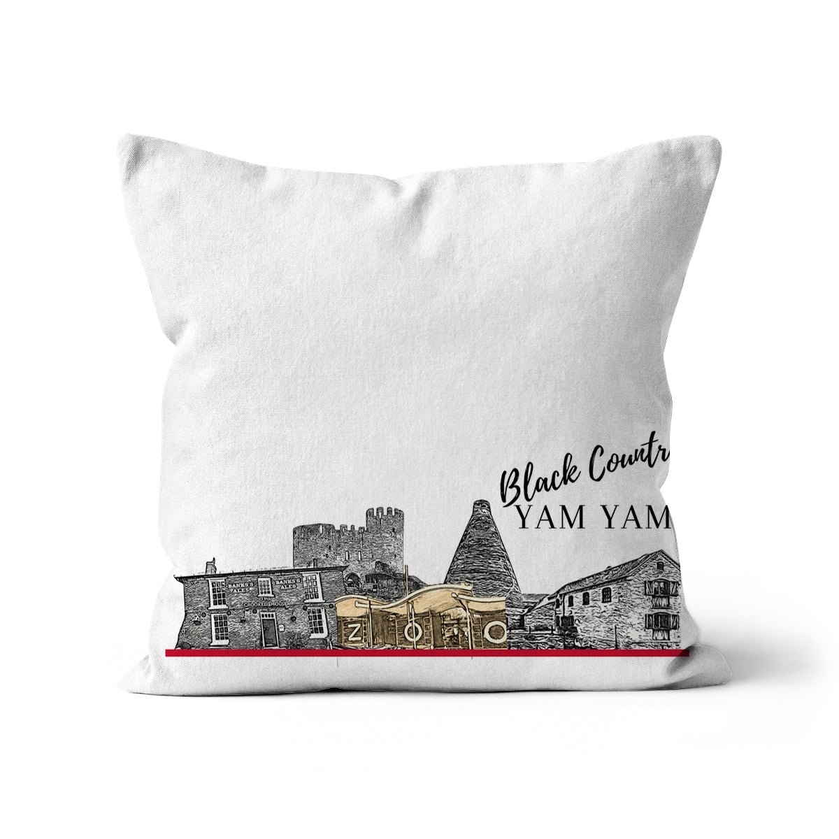 Black Country Yam Yam Cushion in White