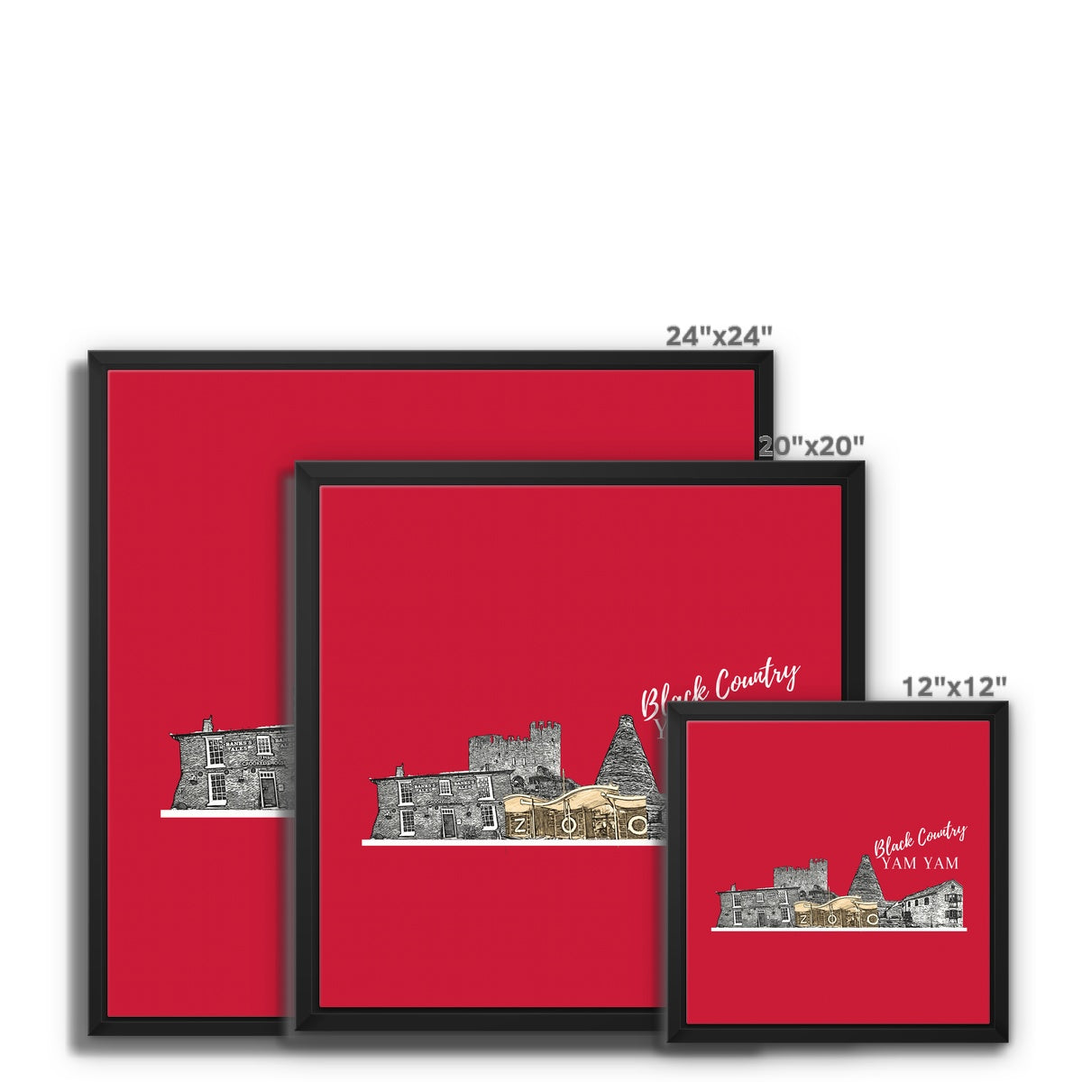 Black County Yam Yam Furnace Red Framed Canvas