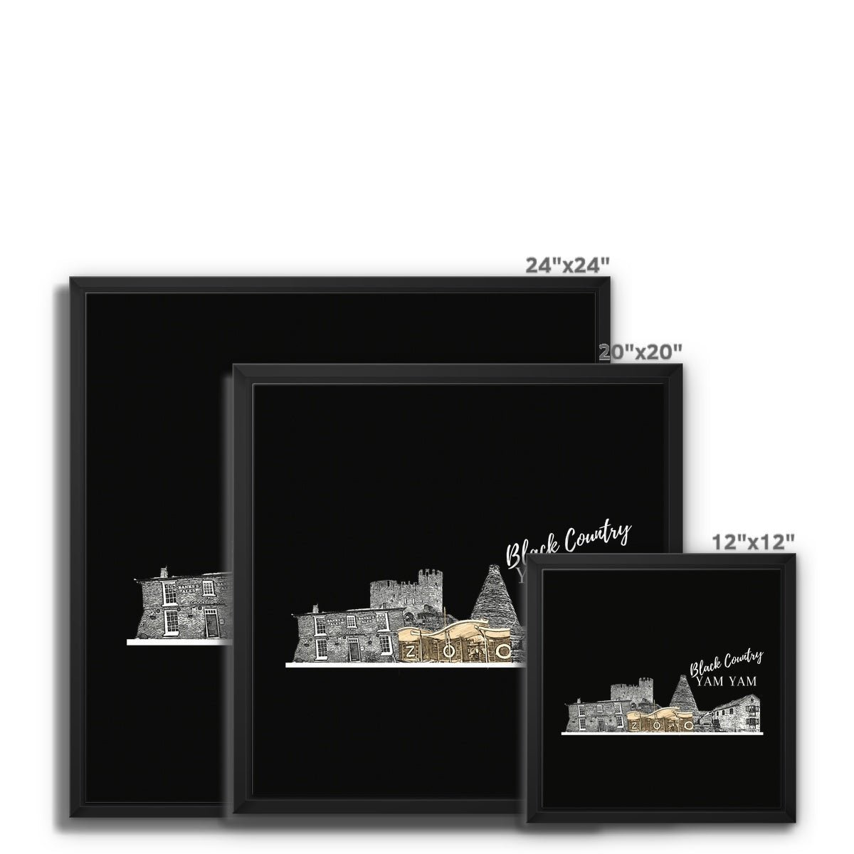 Black Country Yam Yam Coal Black Framed Canvas