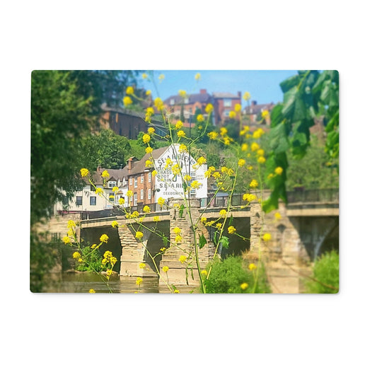 Bridgnorth from Severn Bridge Glass Chopping Board - Born, Bred & Buttered