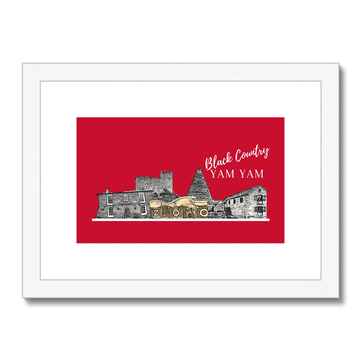 Black County Yam Yam Furnace Red Framed & Mounted Print