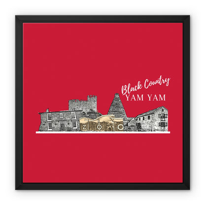 Black County Yam Yam Furnace Red Framed Canvas