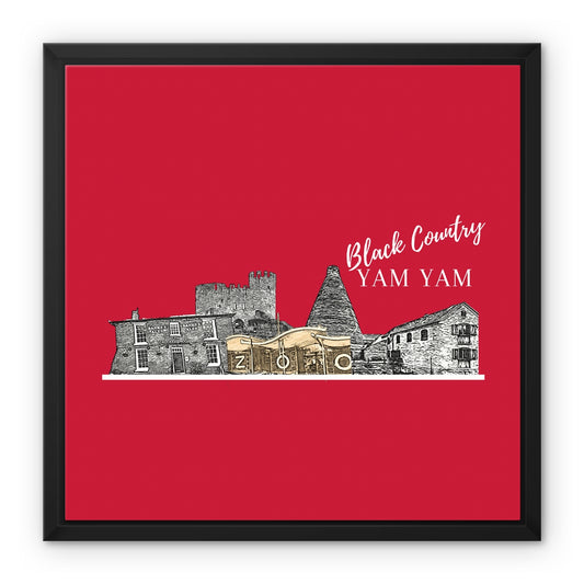 Black County Yam Yam Furnace Red Framed Canvas