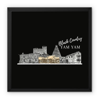 Black Country Yam Yam Coal Black Framed Canvas