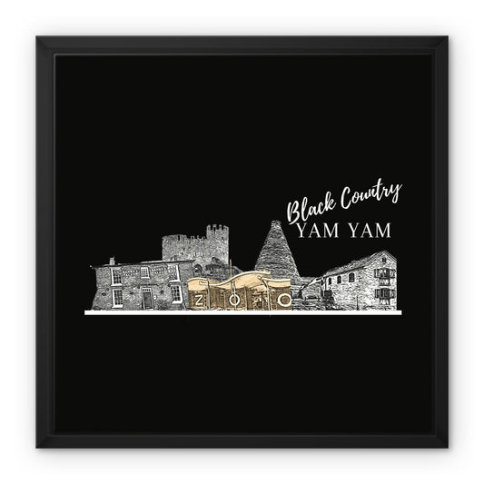 Black Country Yam Yam Coal Black Framed Canvas