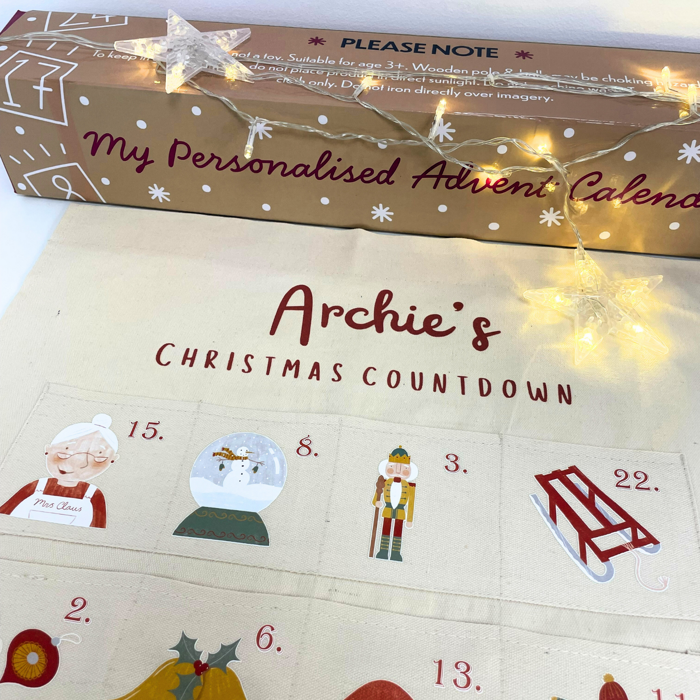 Personalised Fabric Christmas Advent Calendar - Christmas Countdown Calendar