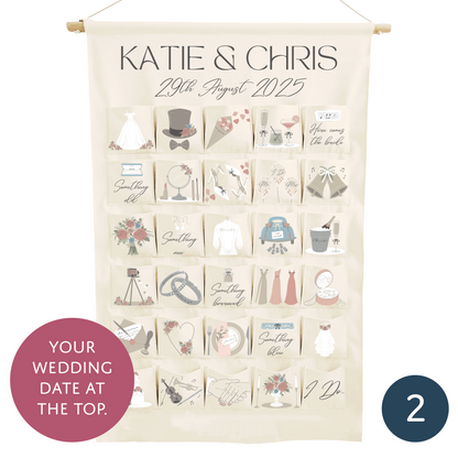 Personalised wedding countdown advent calendar