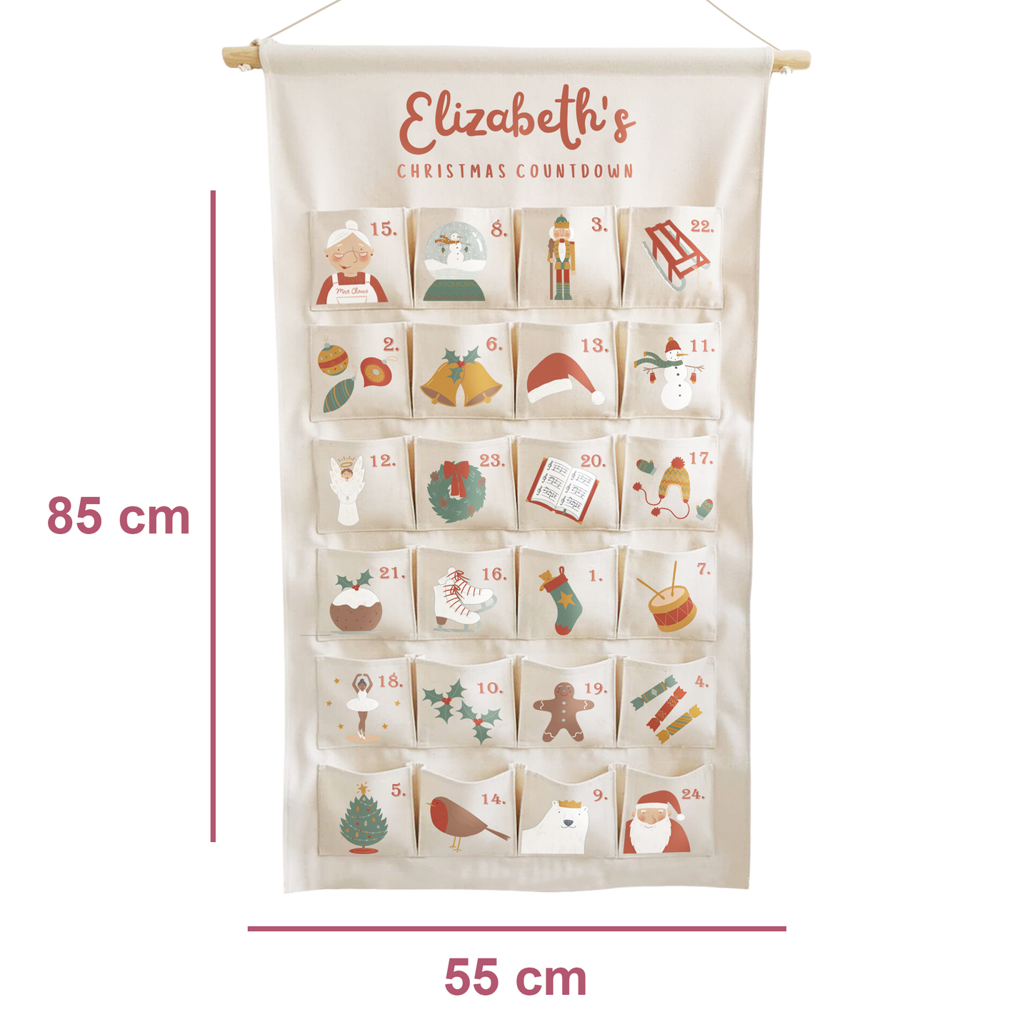 Personalised Fabric Christmas Advent Calendar - Christmas Countdown Calendar