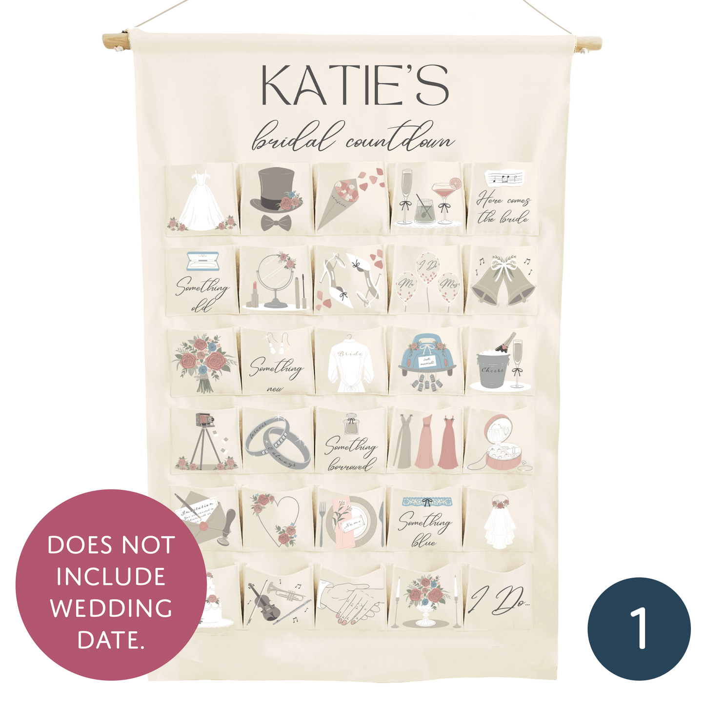 Personalised wedding countdown advent calendar