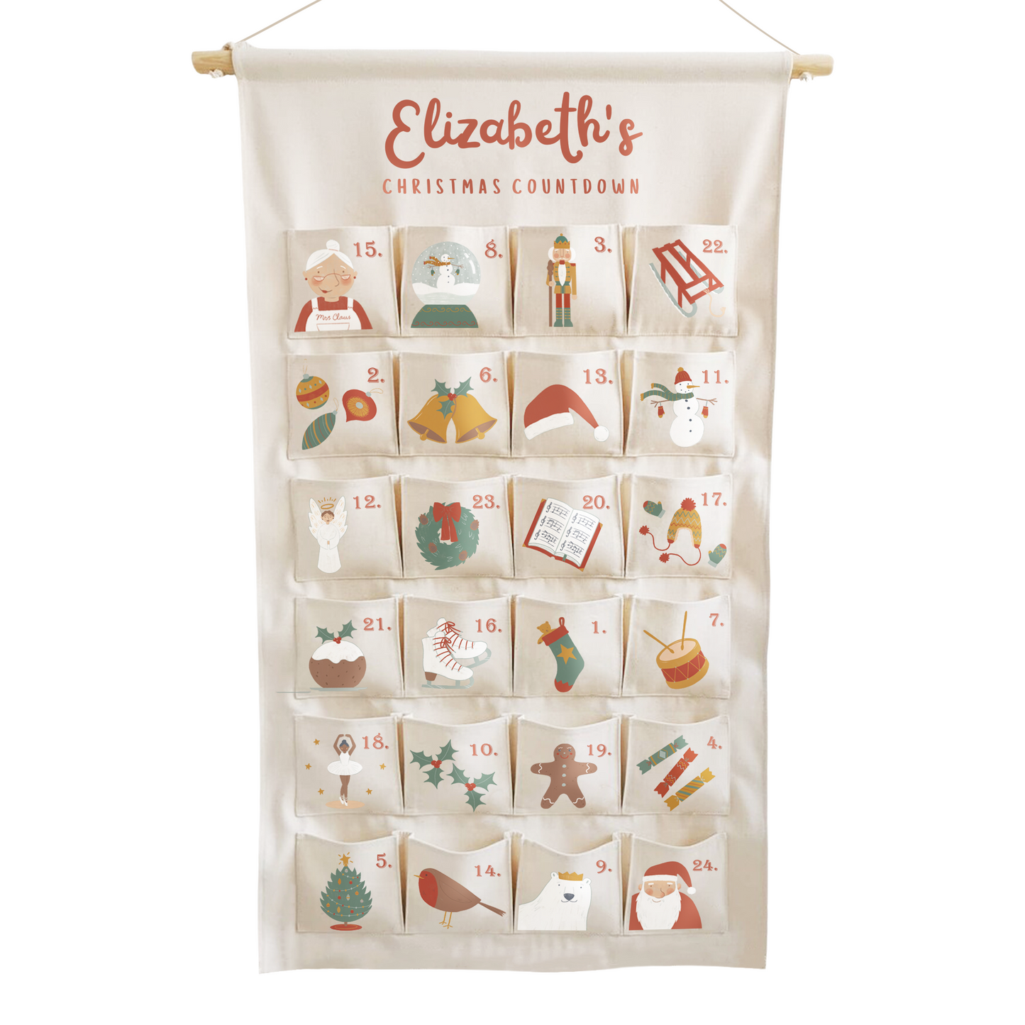 Personalised Fabric Christmas Advent Calendar - Christmas Countdown Calendar