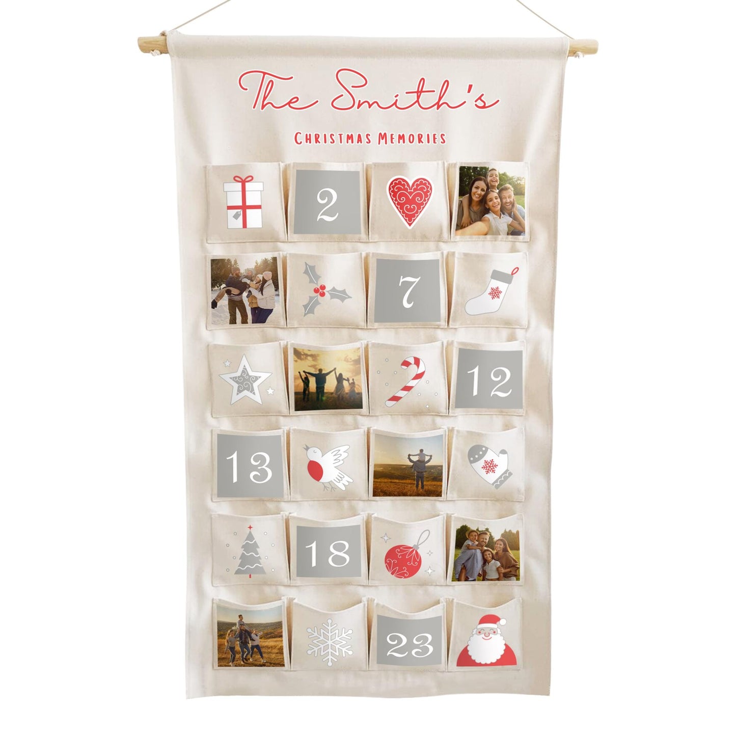 Personalised family advent calendar with family photos