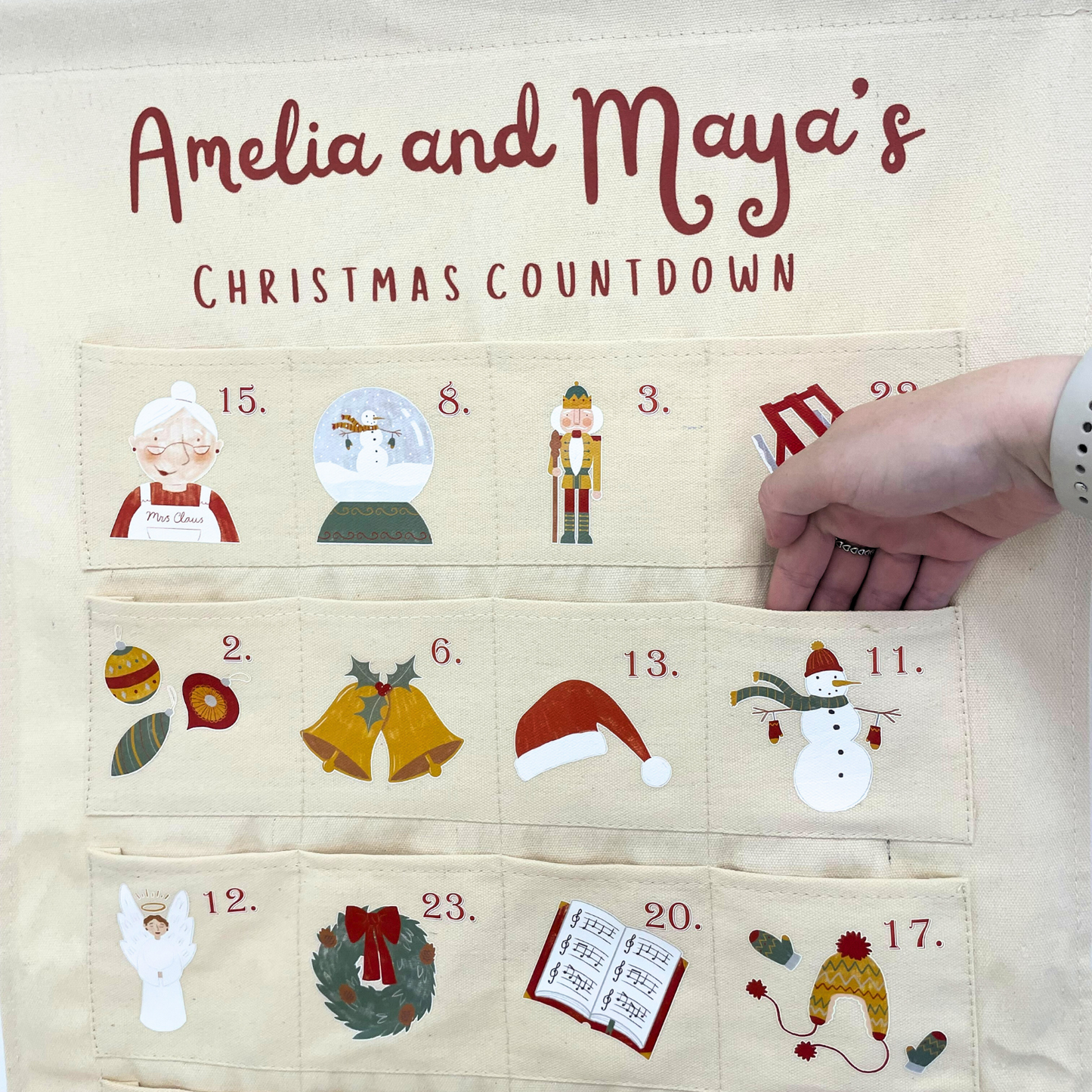 Personalised Fabric Christmas Advent Calendar - Christmas Countdown Calendar