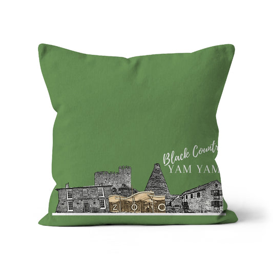 Black Country Yam Yam Cushion in Common Land Green