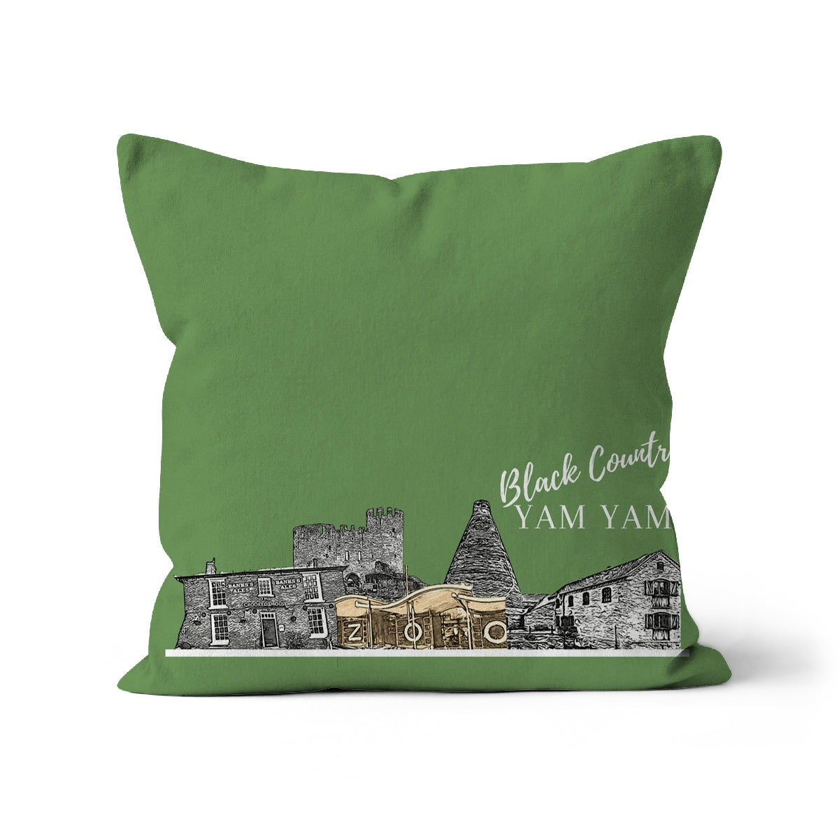 Black Country Yam Yam Cushion in Common Land Green