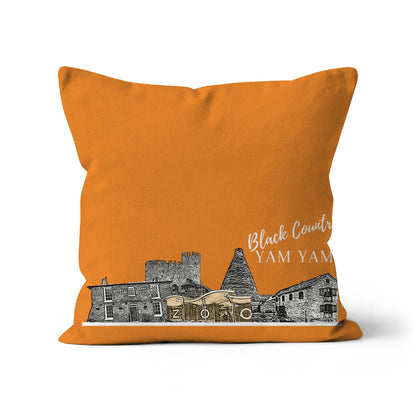 Black Country Yam Yam Cushion in Battered Chip Orange