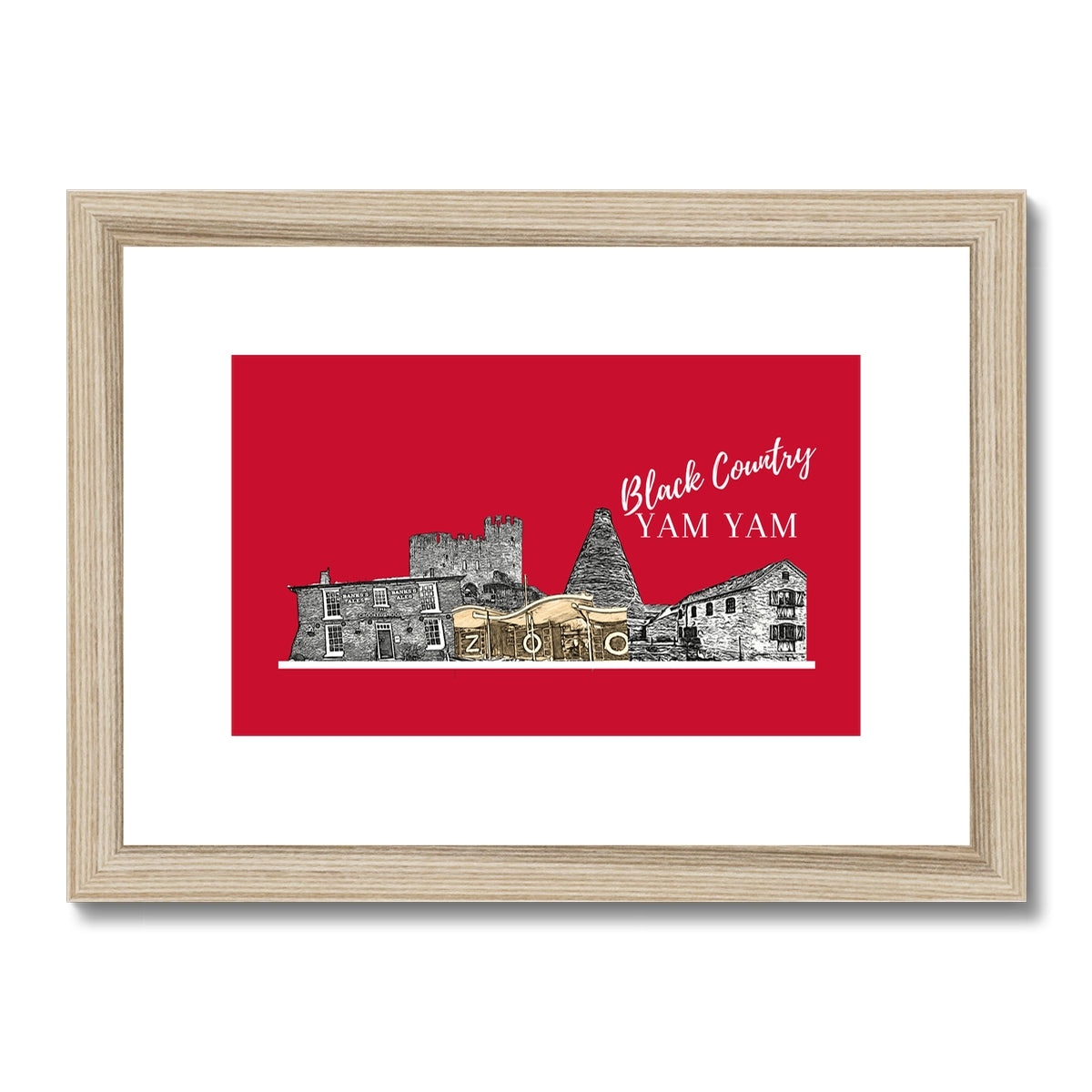 Black County Yam Yam Furnace Red Framed & Mounted Print