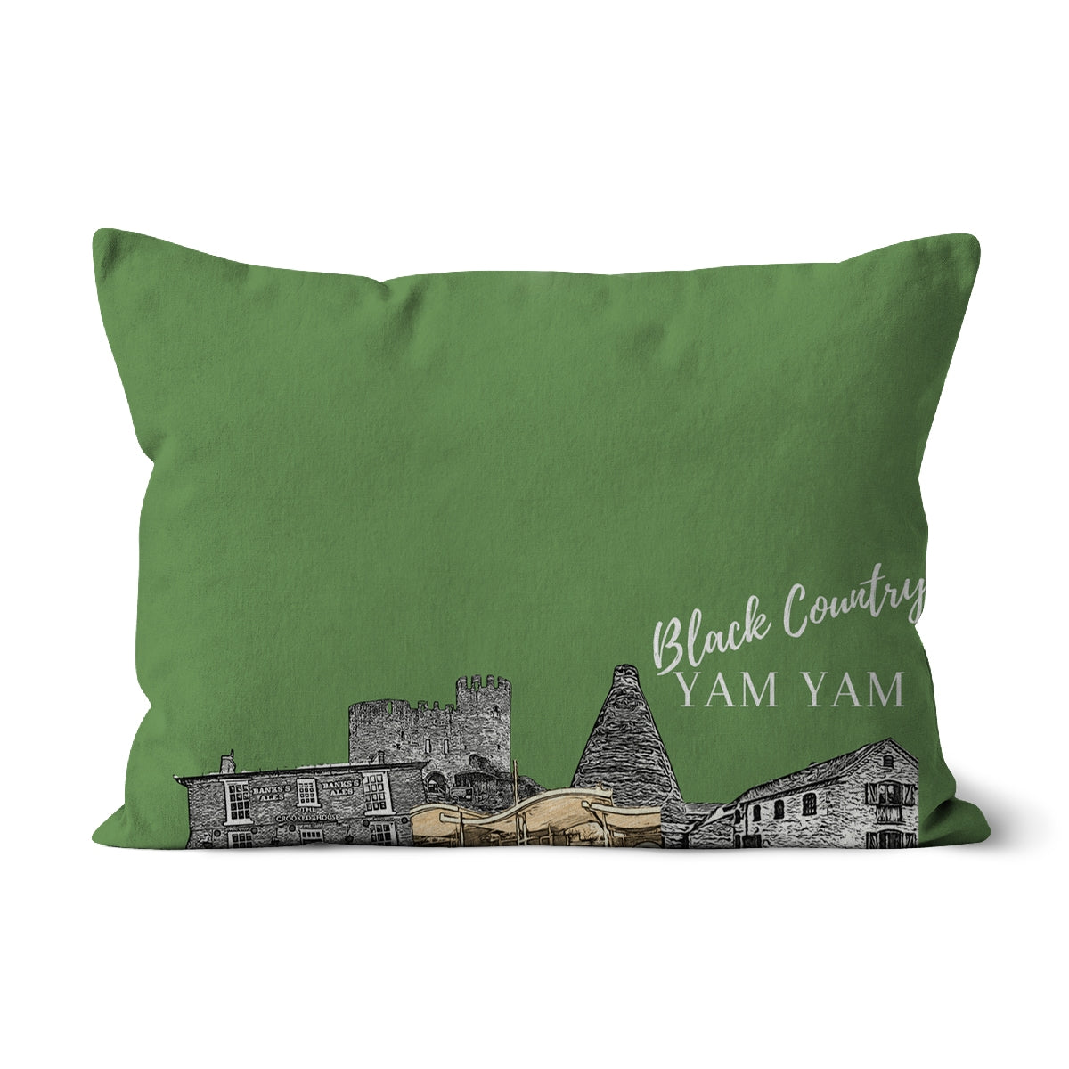 Black Country Yam Yam Cushion in Common Land Green