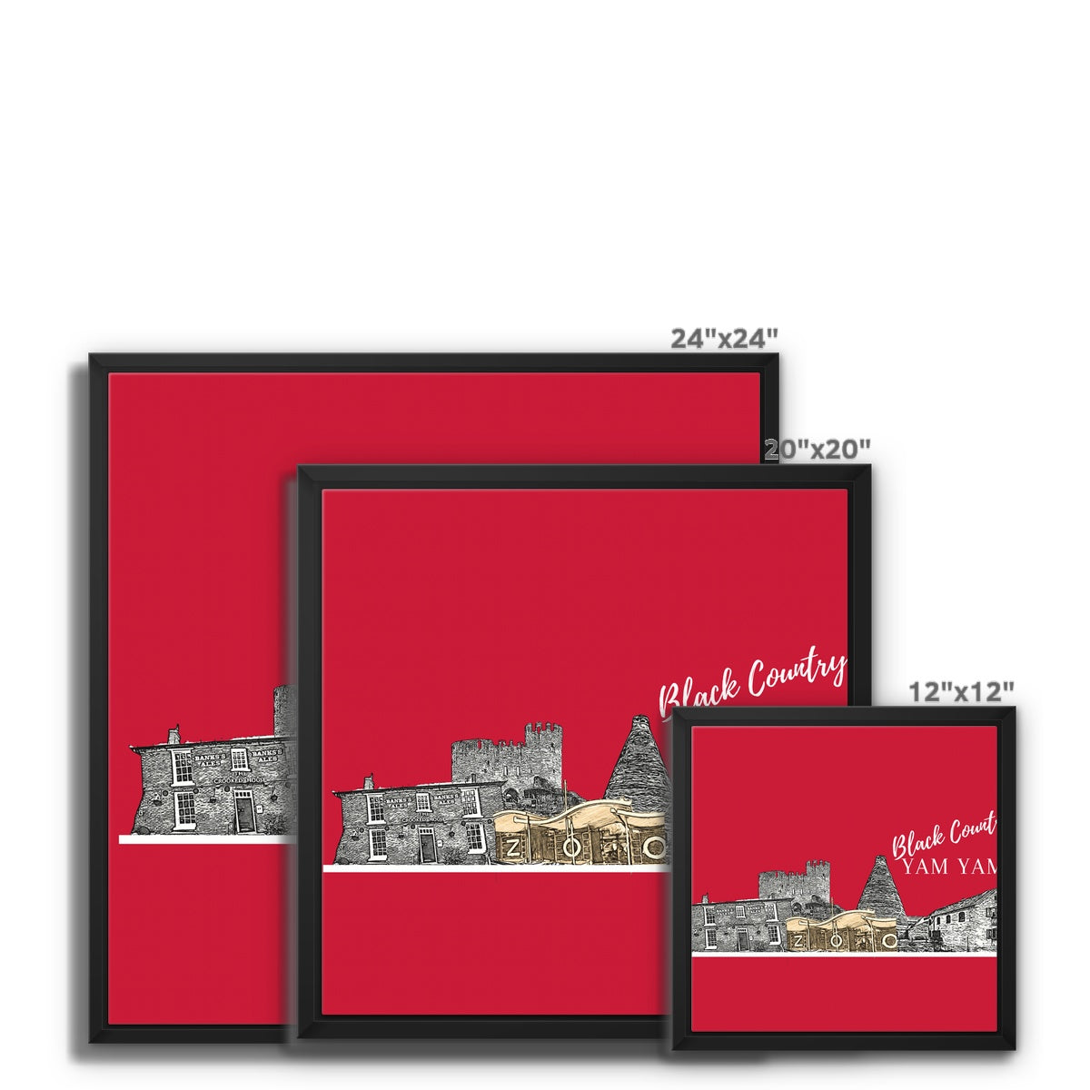 Black County Yam Yam Furnace Red Framed Canvas