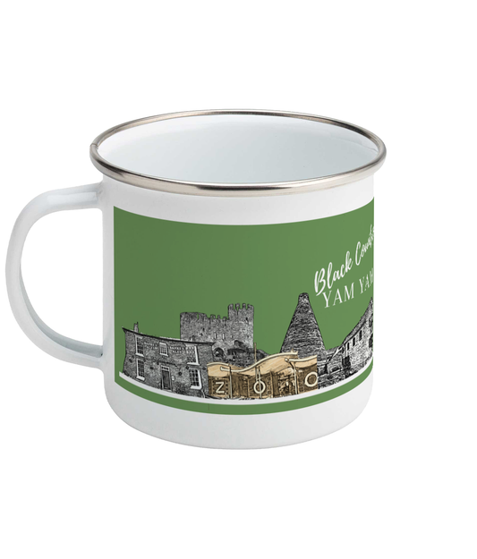 Enamel Mug Black Country Yam Yam Common Green