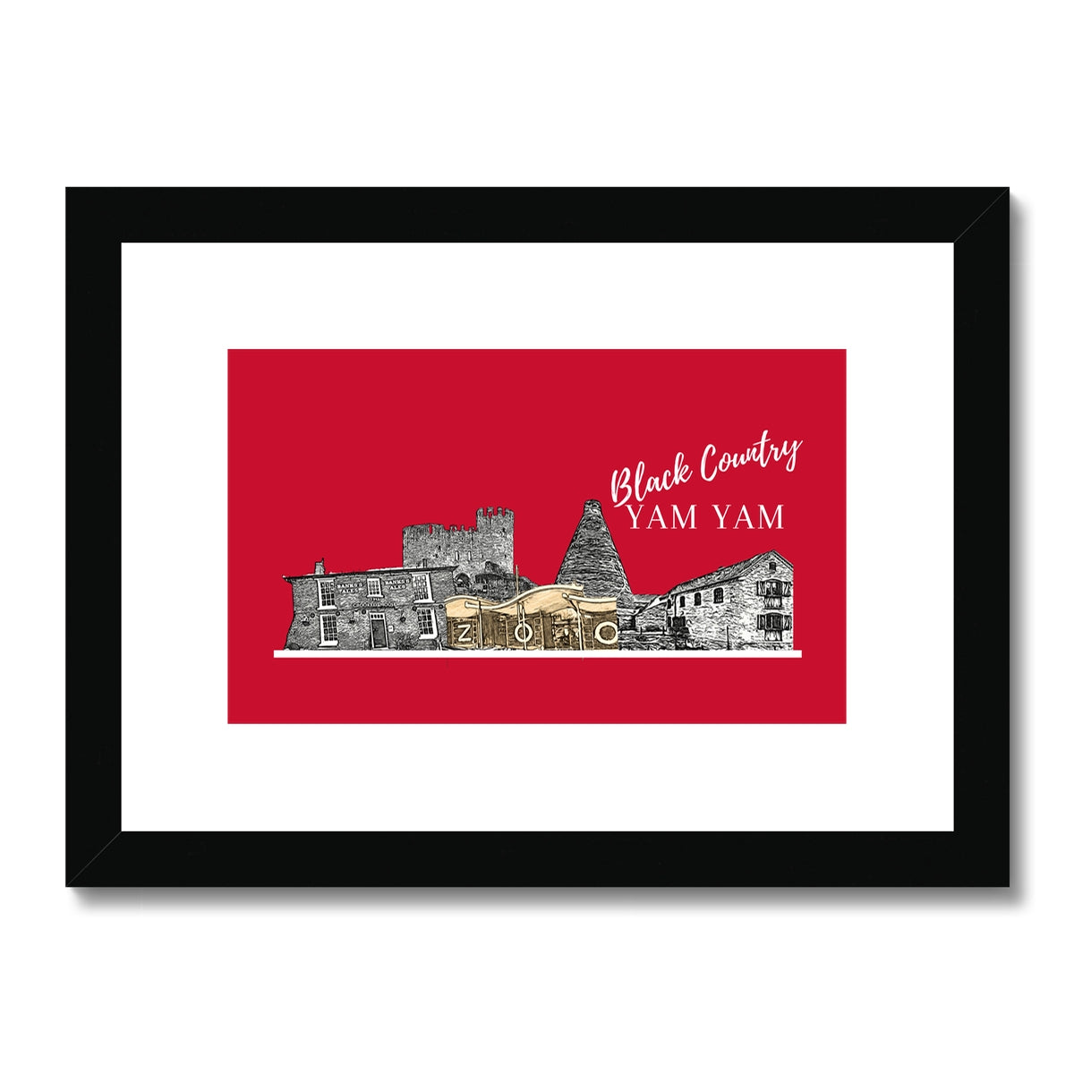 Black County Yam Yam Furnace Red Framed & Mounted Print