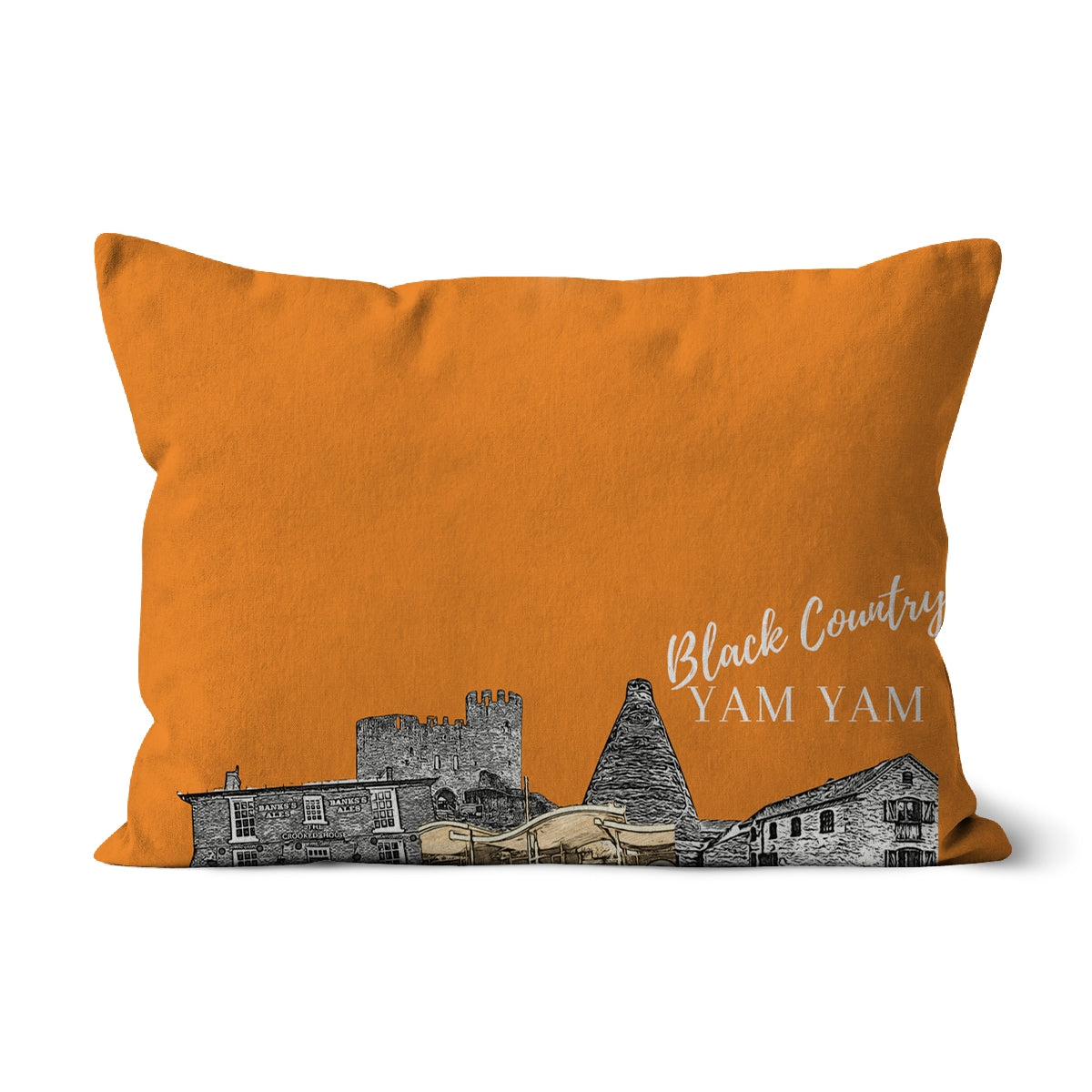 Black Country Yam Yam Cushion in Battered Chip Orange