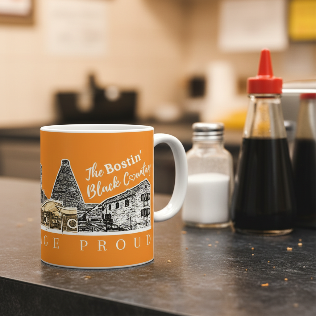 The Bostin' Black Country in Battered Chip Orange Mug