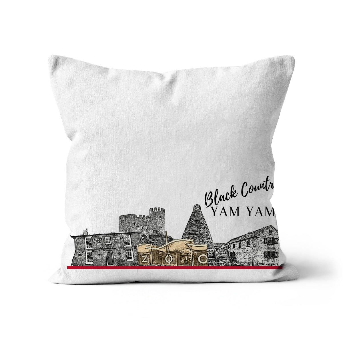 Black Country Yam Yam Cushion in White